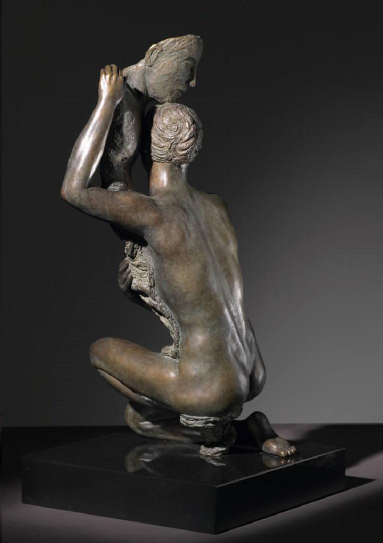 Silent Thought Bronze Sculpture Mythology Classic Contemporary  - Gold Figurative Sculpture by Margot Homan