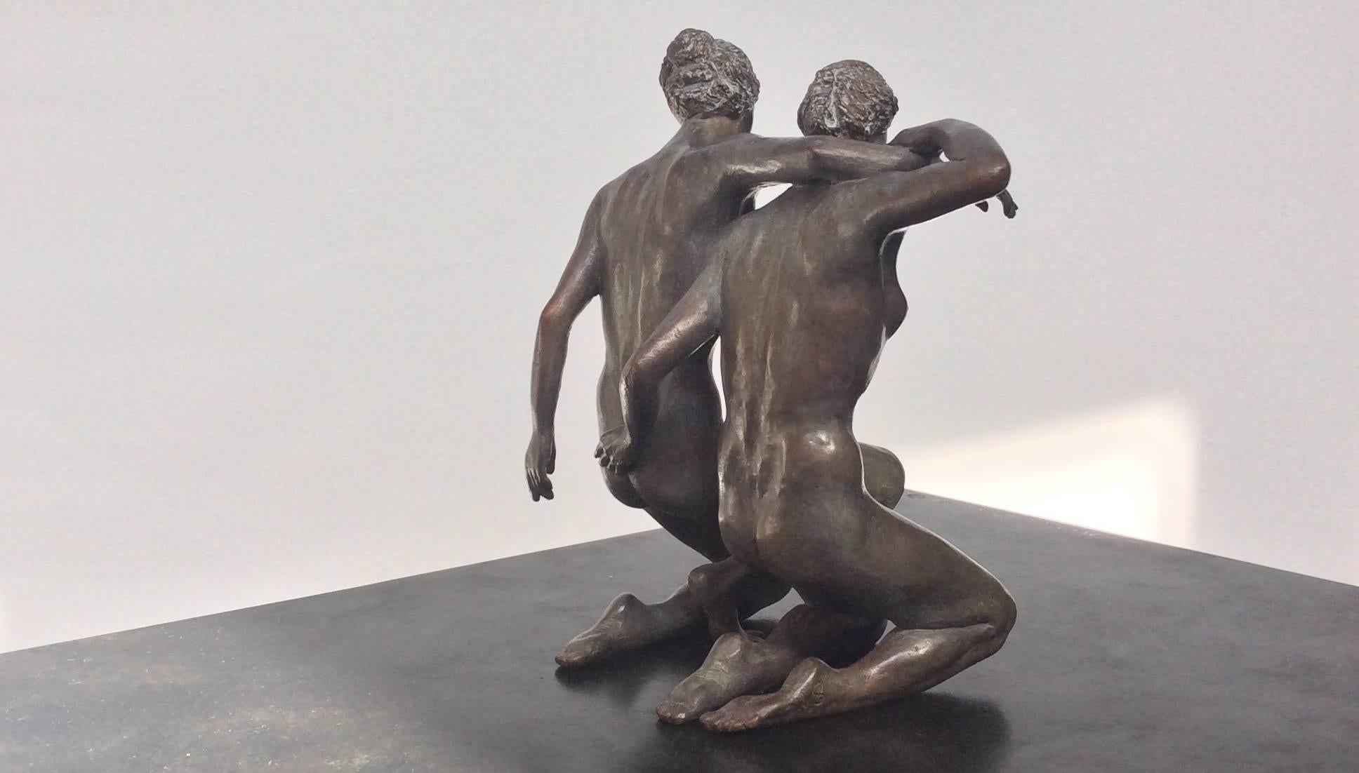 Sisterhood Bronze Sculpture Figurative Contemporary Classic Mythology - Gold Figurative Sculpture by Margot Homan