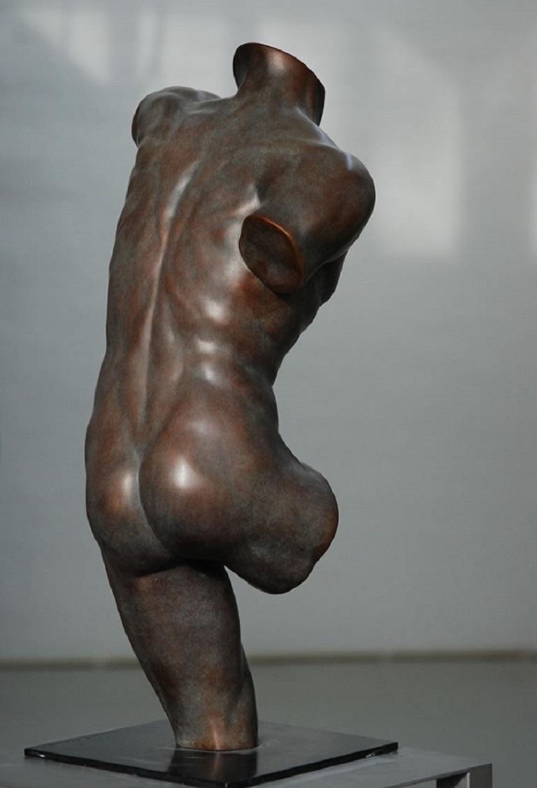 Sogno di Parole Bronze Sculpture Nude Male Figure Classic Contemporary Mythology - Gold Figurative Sculpture by Margot Homan