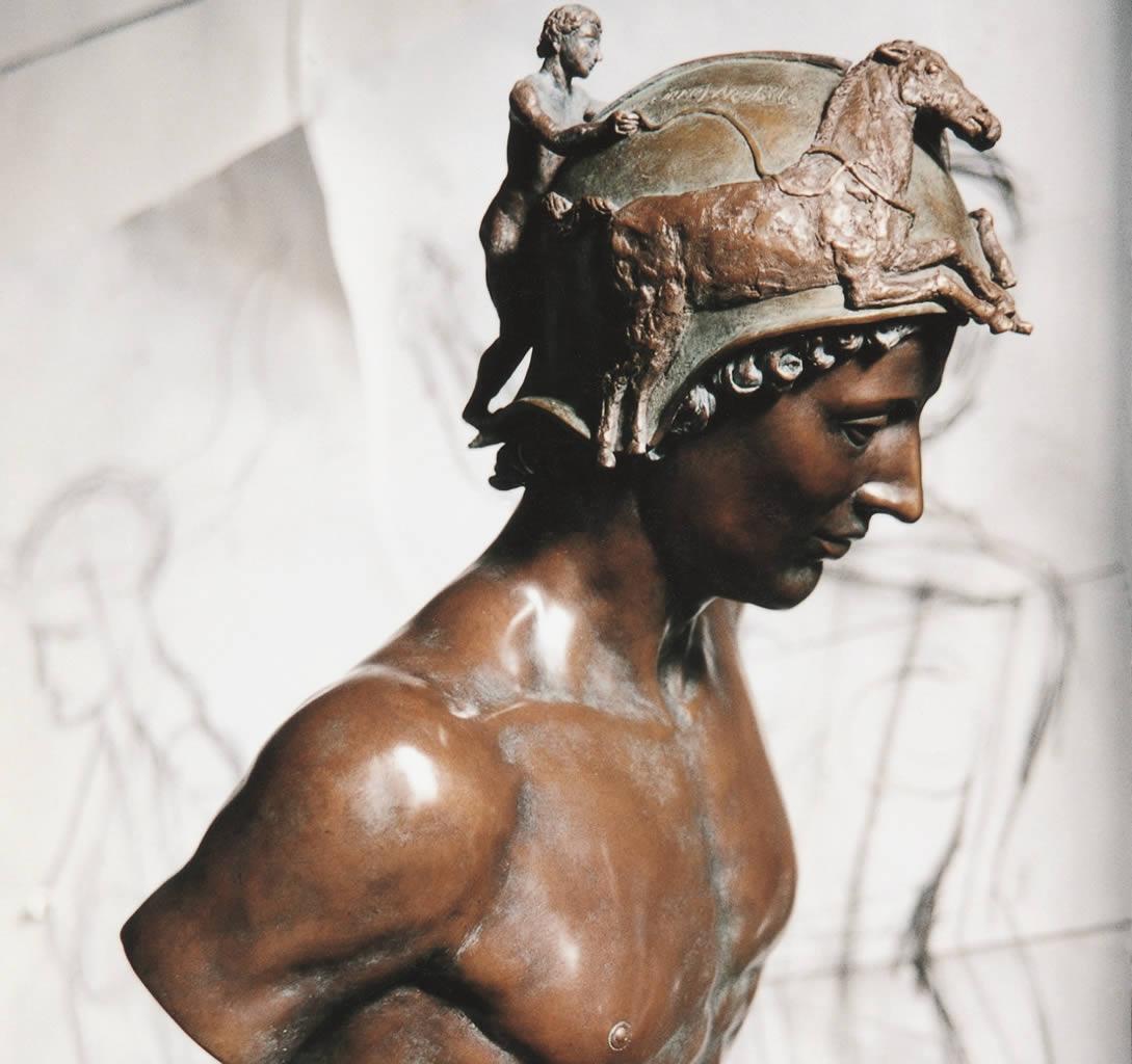 Scultura in bronzo Tempus Nudo Maschile Mitologia Classico Contemporaneo - Sculpture di Margot Homan