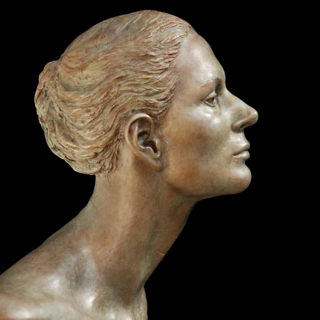 Who needs Wings Bronze Sculpture Mythology Classic Contemporary Female Portrait - Gold Figurative Sculpture by Margot Homan