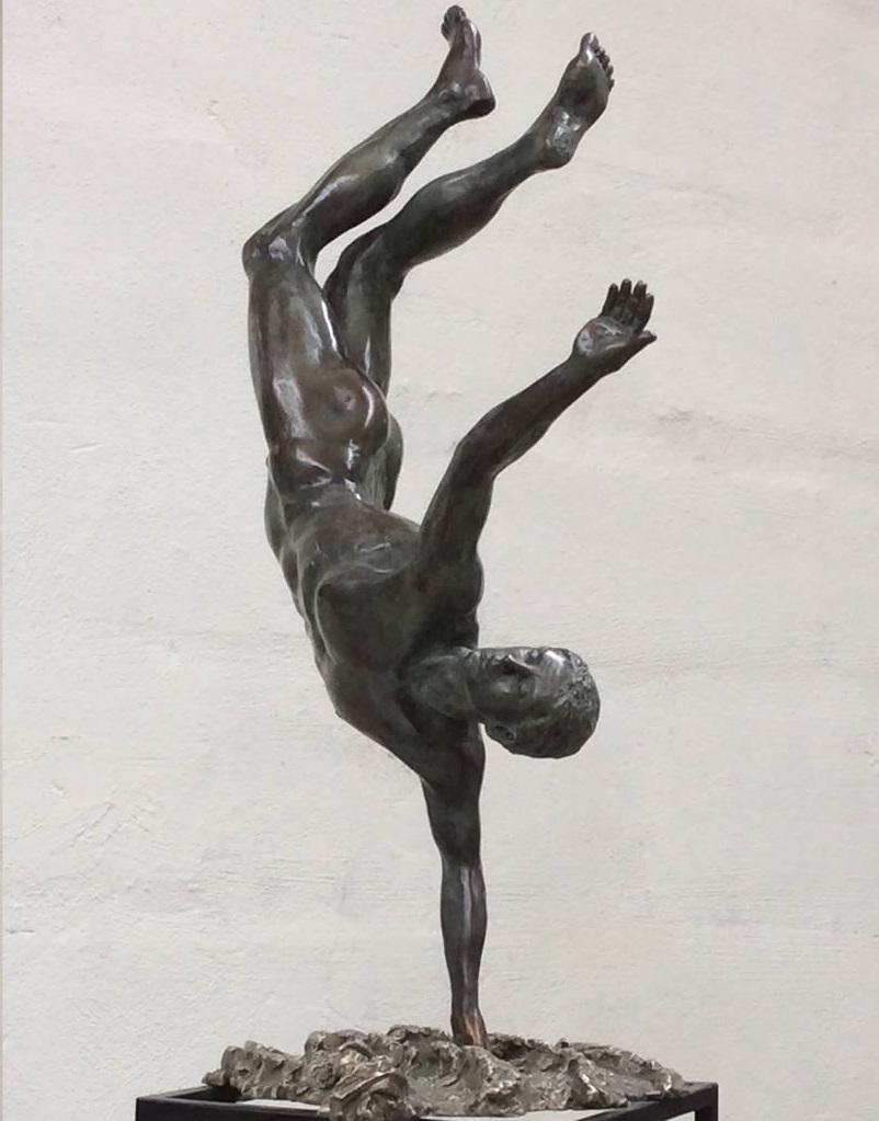 Margot Homan Figurative Sculpture - Zenith Bronze Sculpture Mythology Classic Contemporary Nude Male Figure