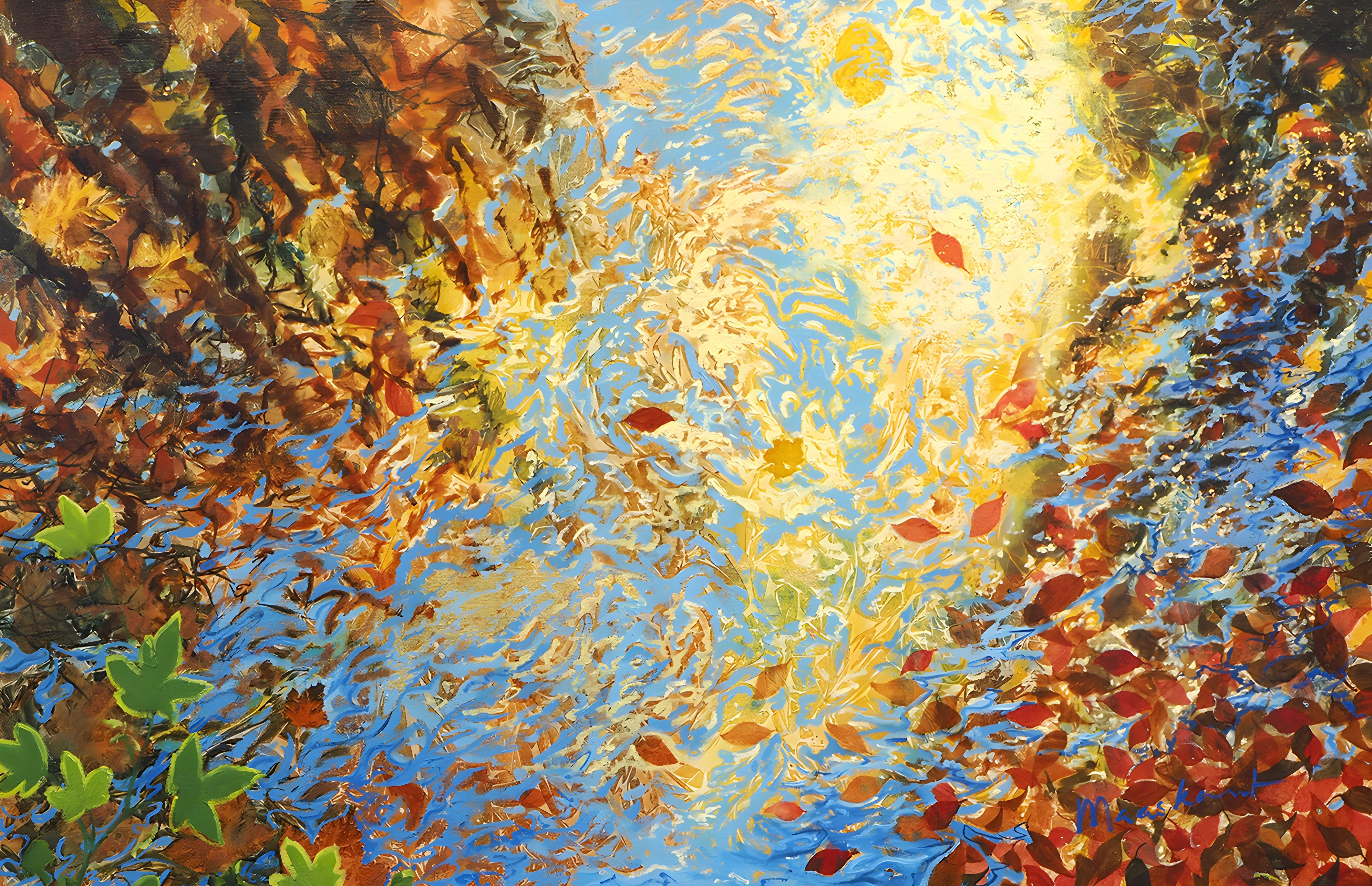 Designed by Nature: Oil on Canvas Landscape, Abstract Autumn Scene