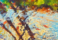 Verspiegelte Bäume Impressionistisches Gemälde, Öl auf Leinen, 2010er Jahre, 85x135 cm