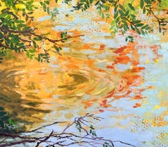 Fluss: Impressionistisches Ölgemälde auf Leinen, 85x135 cm, ungerahmt