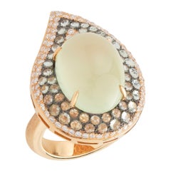 Margot McKinney 18 Karat Gold 16.25 Carat Prehnite Ring with 3.85 Carat Diamonds