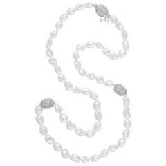 Margot McKinney 18k Gold South Sea Keshi Pearl Necklace, 3 Diamond Set Pebbles