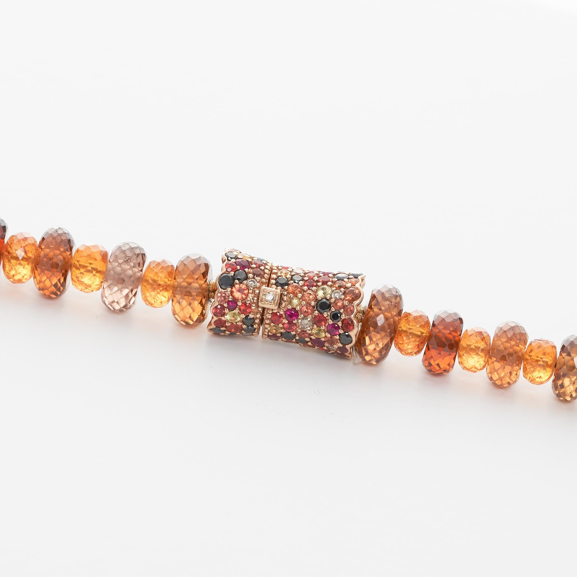 Women's Margot McKinney 18K Rose Gold Garnet & Zircon Bead Necklace/Detachable Bracelet For Sale