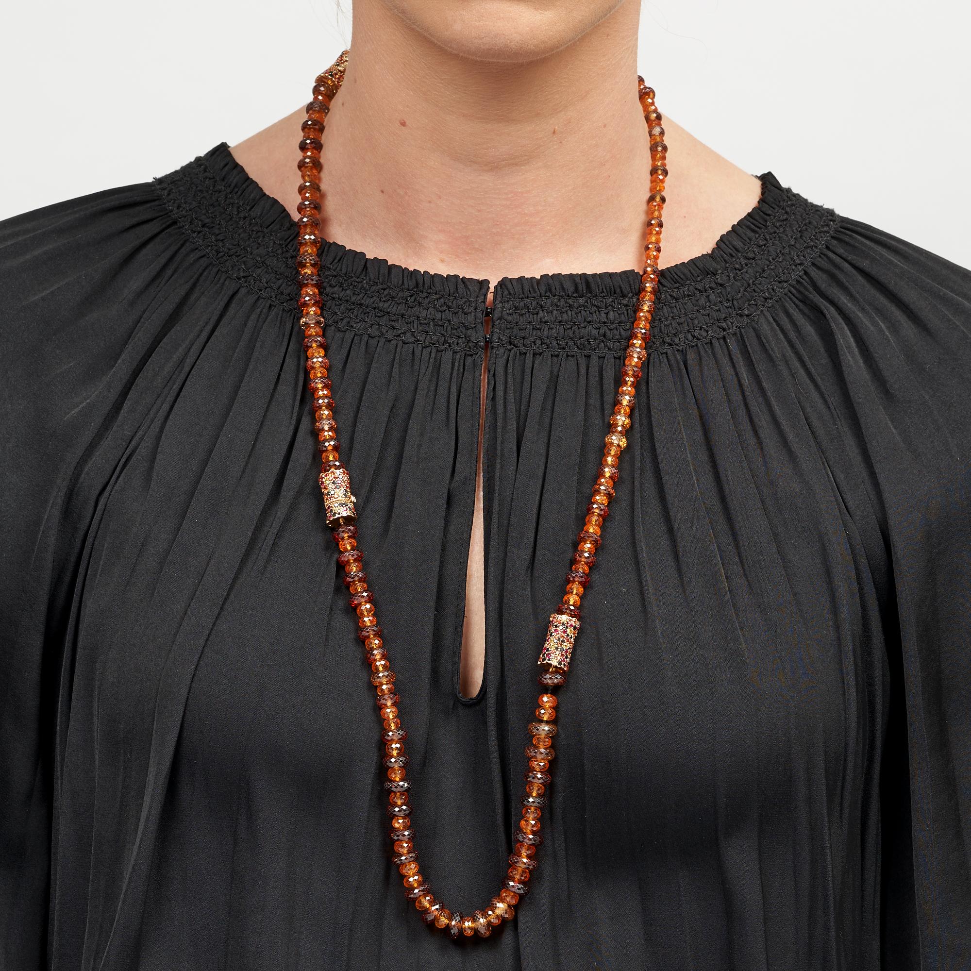 Margot McKinney 18K Rose Gold Garnet & Zircon Bead Necklace/Detachable Bracelet For Sale 4