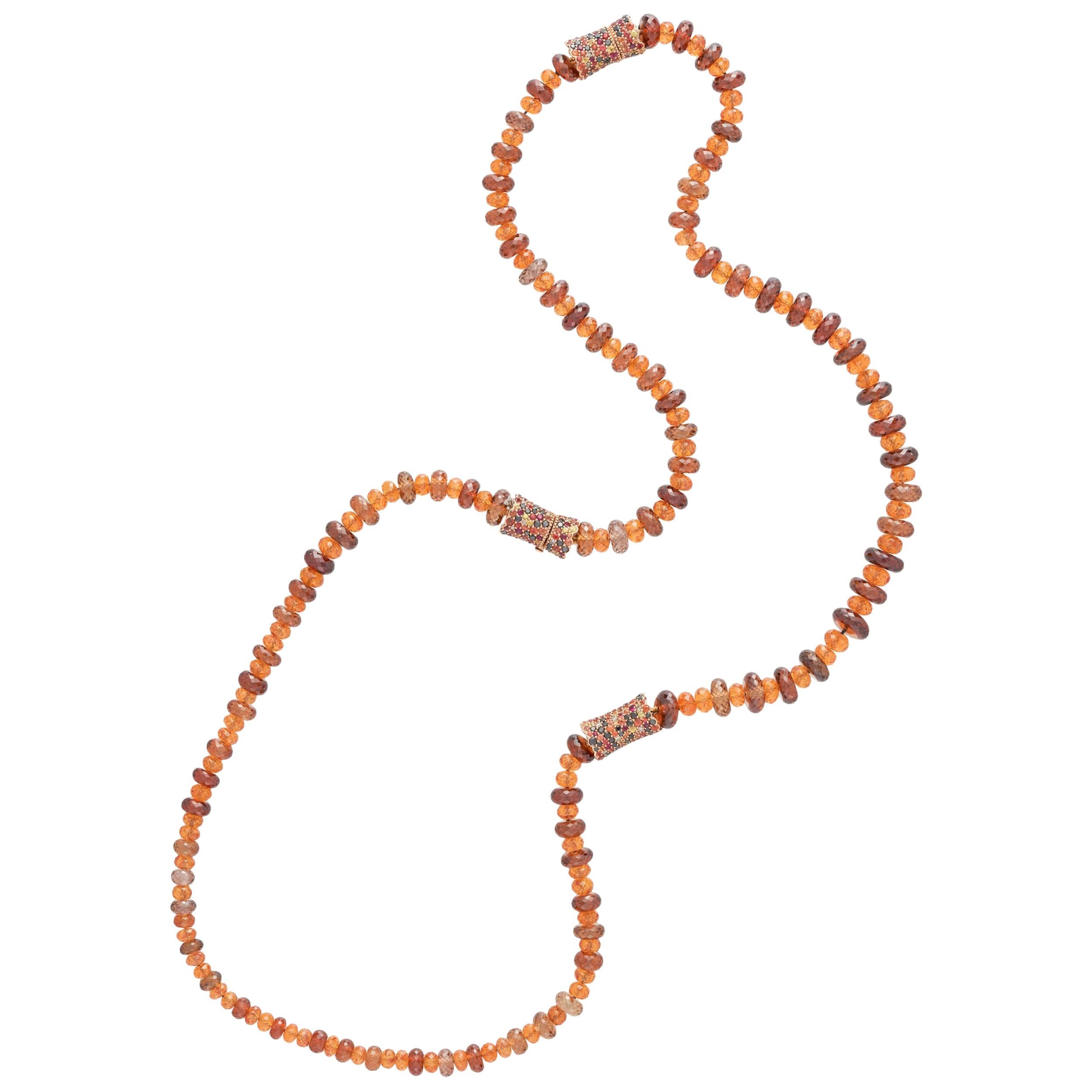 Margot McKinney 18K Rose Gold Garnet & Zircon Bead Necklace/Detachable Bracelet