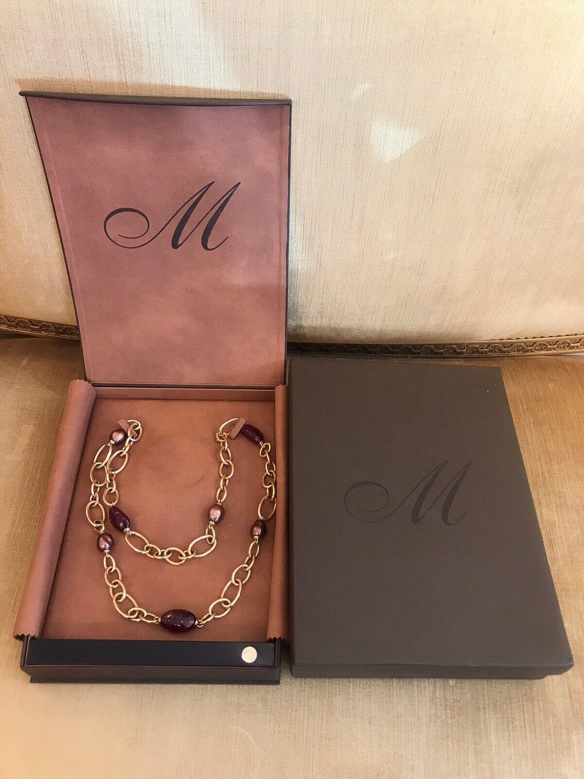 Margot McKinney 18k Rose Gold Link Necklace with Pearls and Rubellites 38
