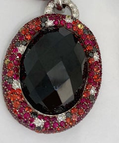 Margot McKinney 18K Gold 101.51ct Onyx Earrings with Diamonds, Rubies, Sapphires