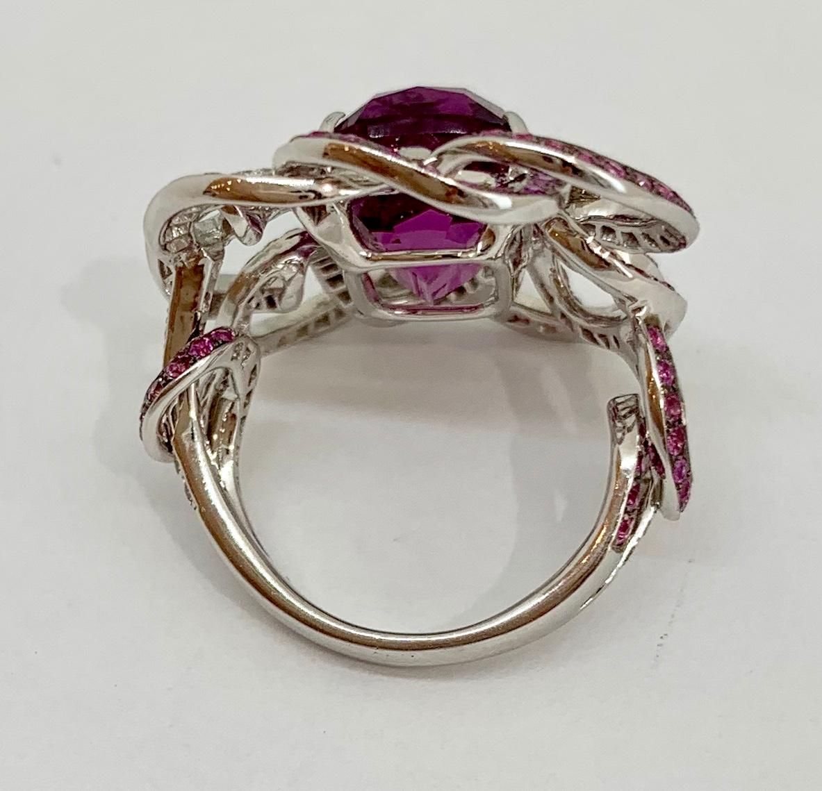 Margot McKinney 18K Gold 10.40ct Pink Garnet Ring with Diamonds, Pink Sapphires 1