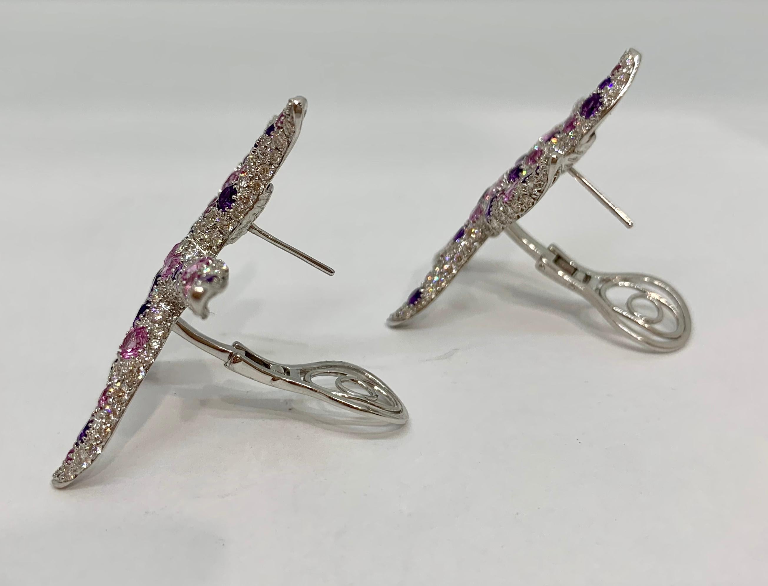 Margot McKinney 18k Gold Starfish Earrings with Amethysts, Diamonds, Sapphires In New Condition For Sale In Brisbane AU , Queensland