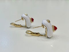 Margot McKinney 18k White Agate Earrings with Red Chalcedony, Tsavorite Garnet