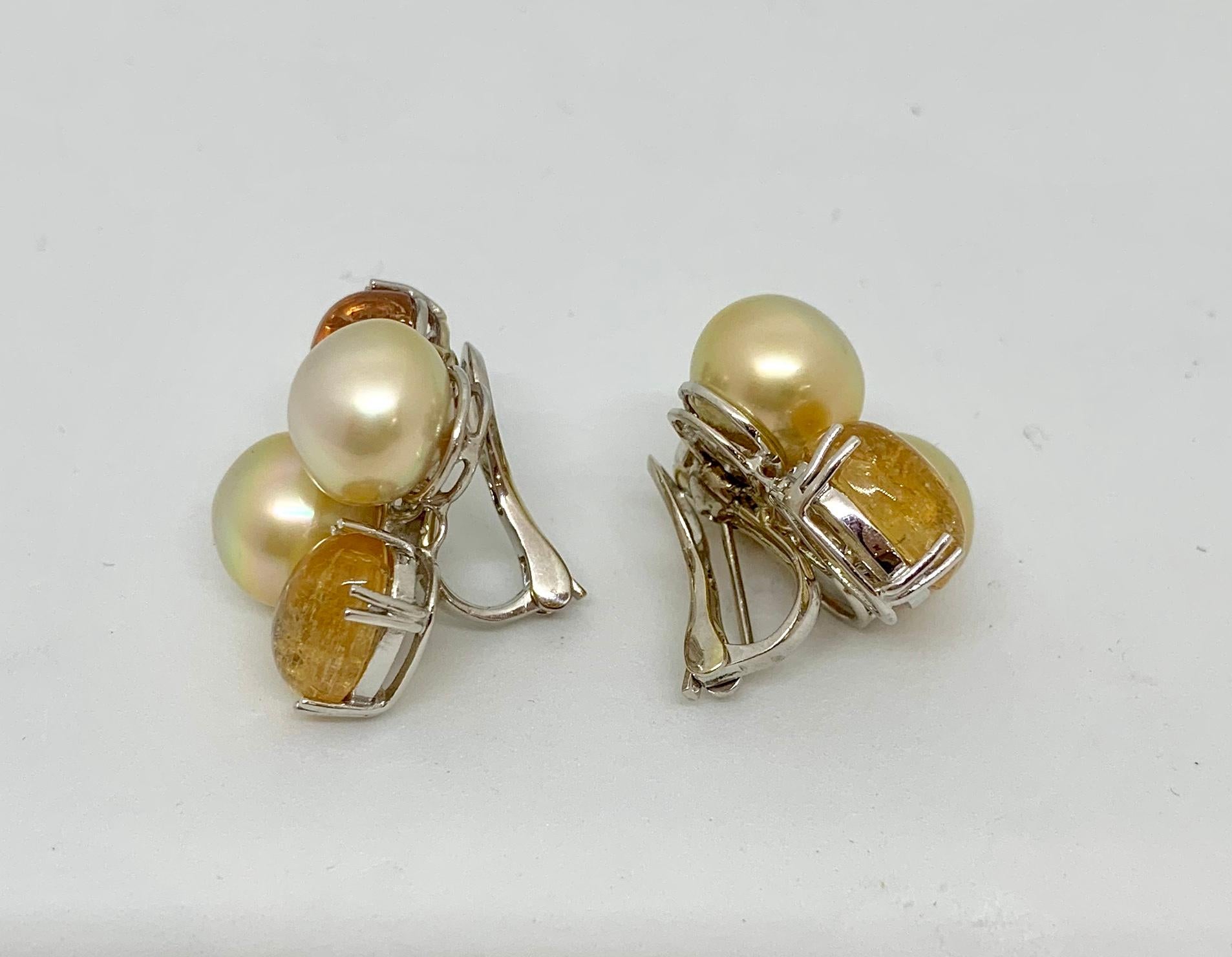 Margot McKinney 18K Gold Earrings Golden Pearls, Yellow Topaz, Yellow Sapphire 1
