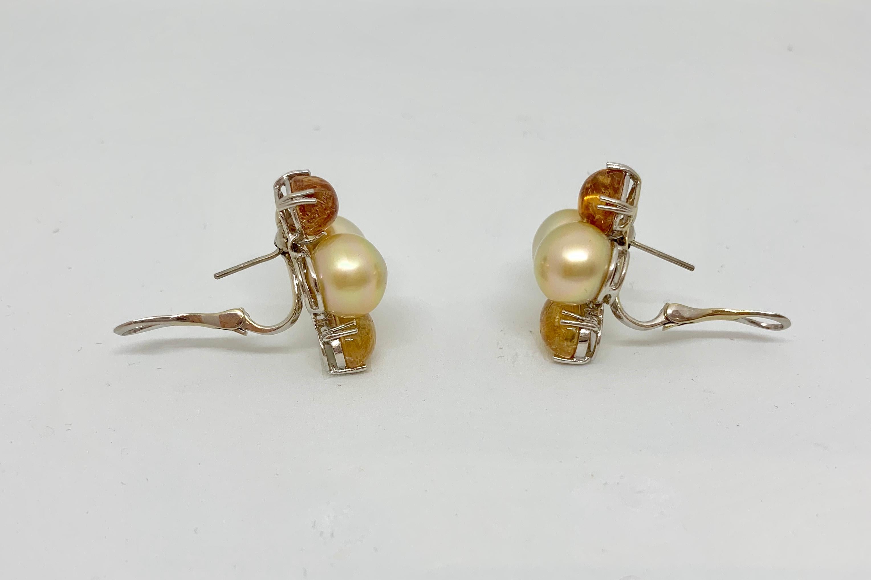 Margot McKinney 18K Gold Earrings Golden Pearls, Yellow Topaz, Yellow Sapphire 2