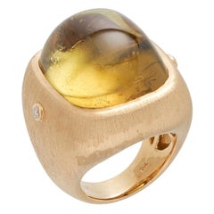 Margot McKinney 18kt Satin Yellow Gold Ring with Yellow Tourmaline and Diamonds