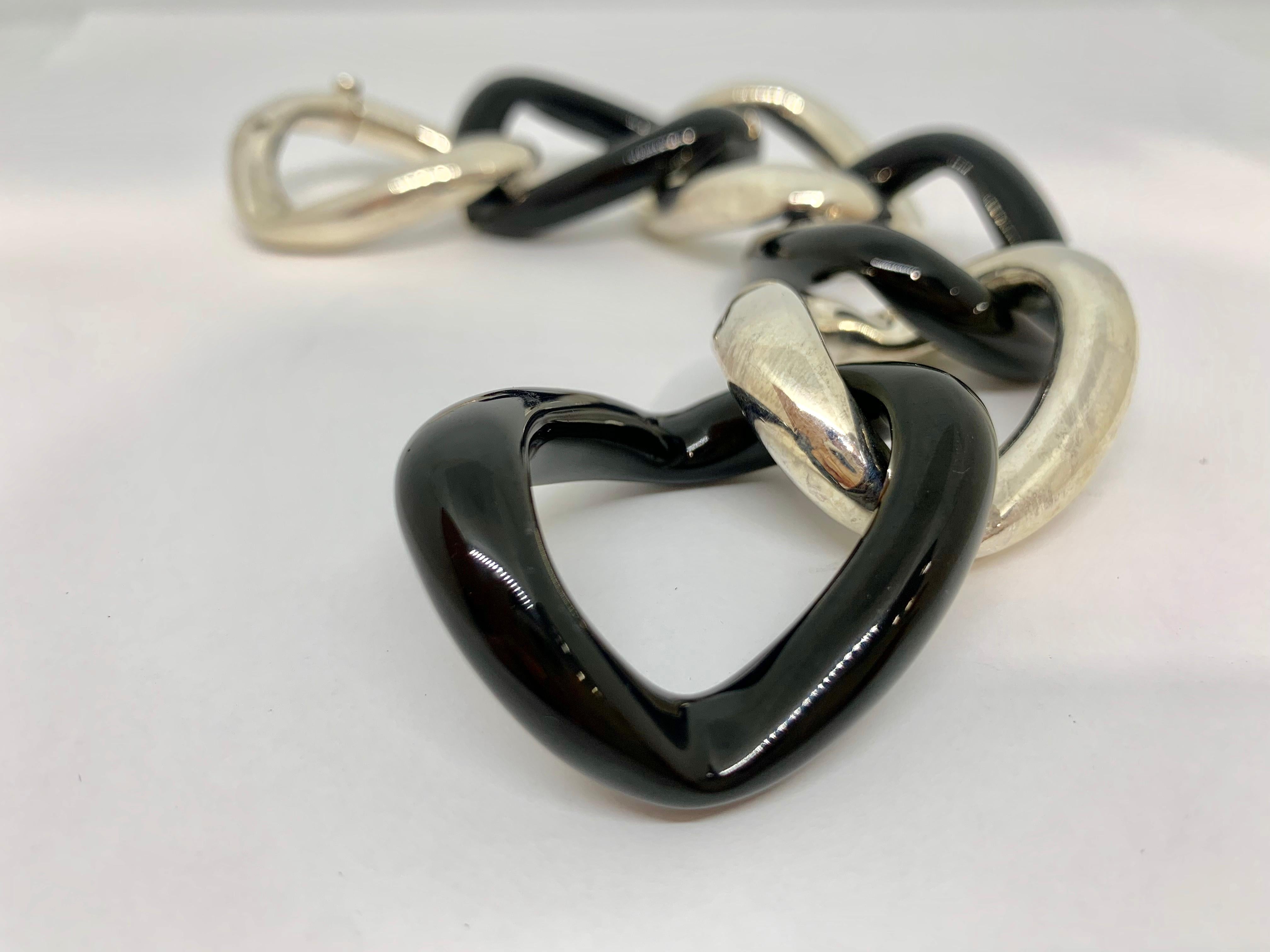 Margot McKinney Black Jade and Sterling Silver Link Bracelet In New Condition In Brisbane AU , Queensland