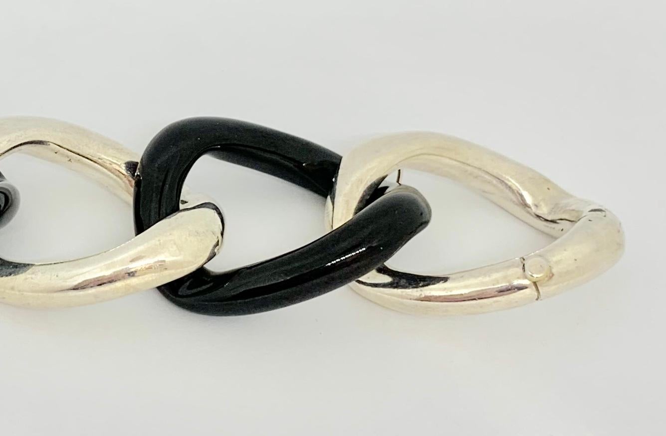 Women's Margot McKinney Black Jade and Sterling Silver Link Bracelet