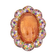 Margot McKinney Anello Multi Gemma con Diamante Sz 6.5 Granato e Zaffiro 18k Oro Giallo