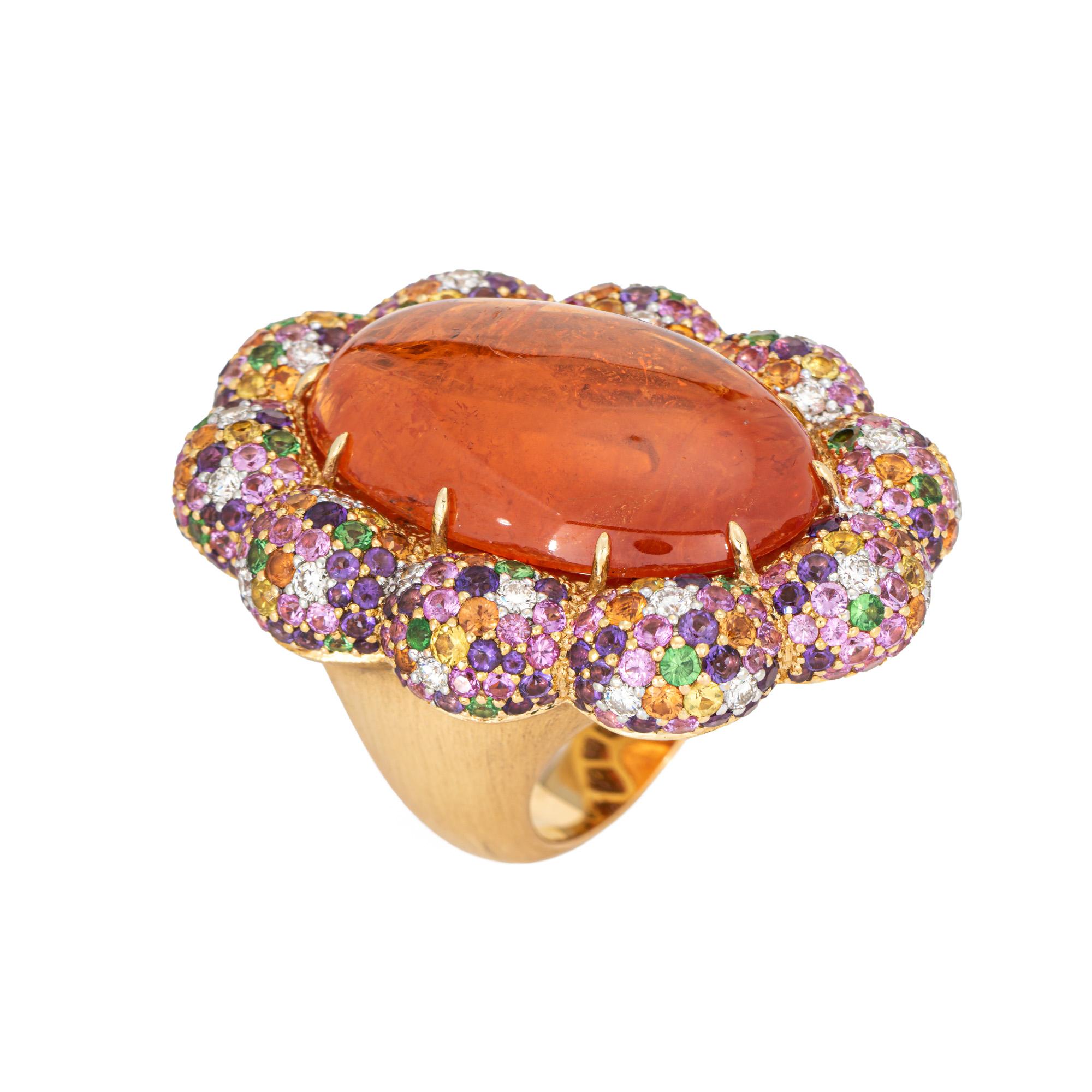 Contemporain Margot McKinney Bague Multi-Gemmes Diamants Sz 6.5 Grenat Saphir Or Jaune 18k en vente