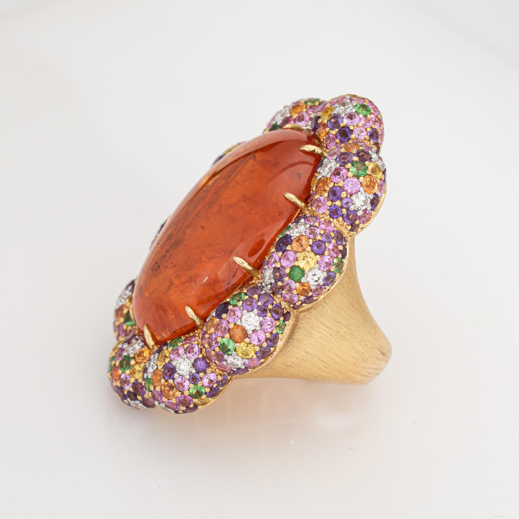 Margot McKinney Bague Multi-Gemmes Diamants Sz 6.5 Grenat Saphir Or Jaune 18k Bon état - En vente à Torrance, CA