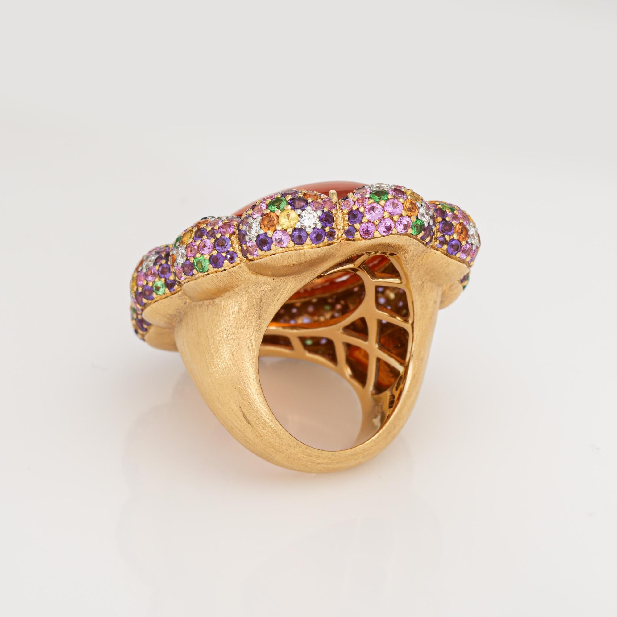 Margot McKinney Bague Multi-Gemmes Diamants Sz 6.5 Grenat Saphir Or Jaune 18k Pour femmes en vente