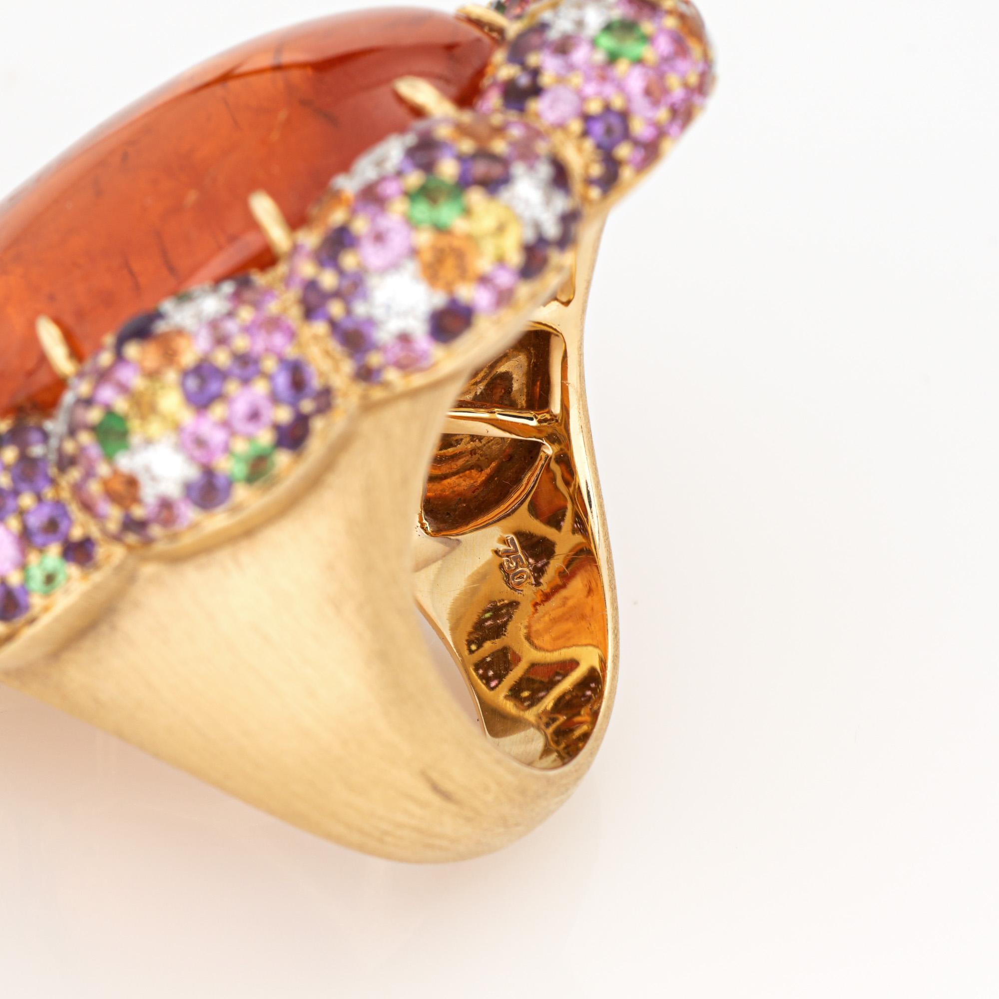 Margot McKinney Bague Multi-Gemmes Diamants Sz 6.5 Grenat Saphir Or Jaune 18k en vente 2