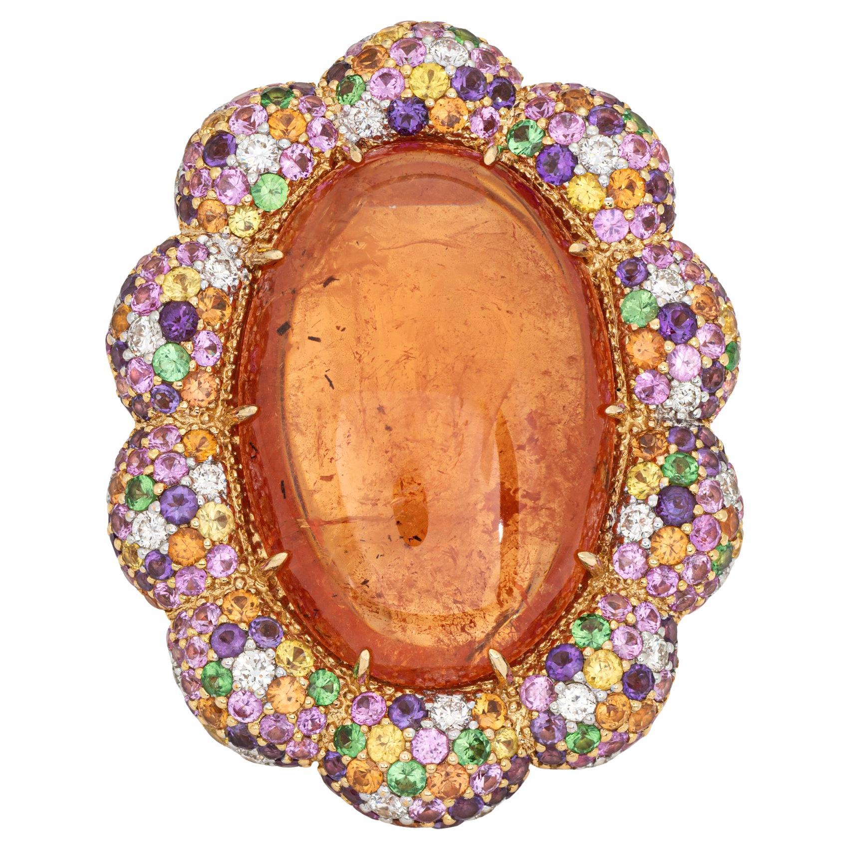 Margot McKinney Bague Multi-Gemmes Diamants Sz 6.5 Grenat Saphir Or Jaune 18k en vente