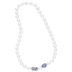 Margot McKinney South Sea Pearl and Tanzanite Necklet with Diamond/Gem Enhancer