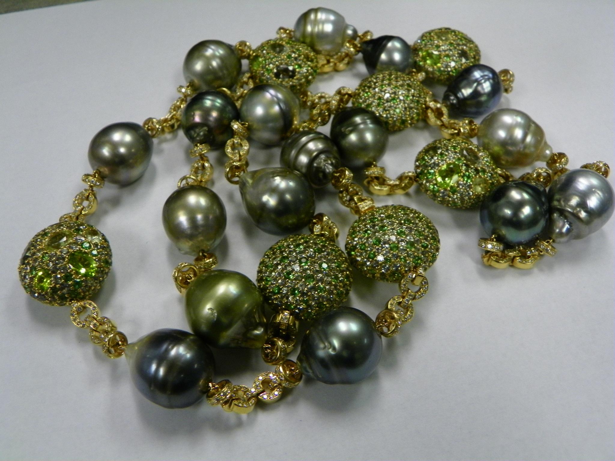 Margot McKinney South Sea Pearl, Gemstone Diamond Necklace 