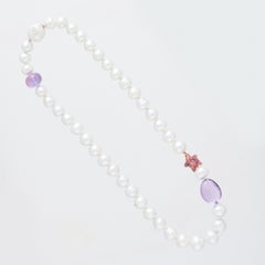 Margot McKinney South Sea Pearl, Star and Amethyst Pebble Necklet, Diamond Clasp
