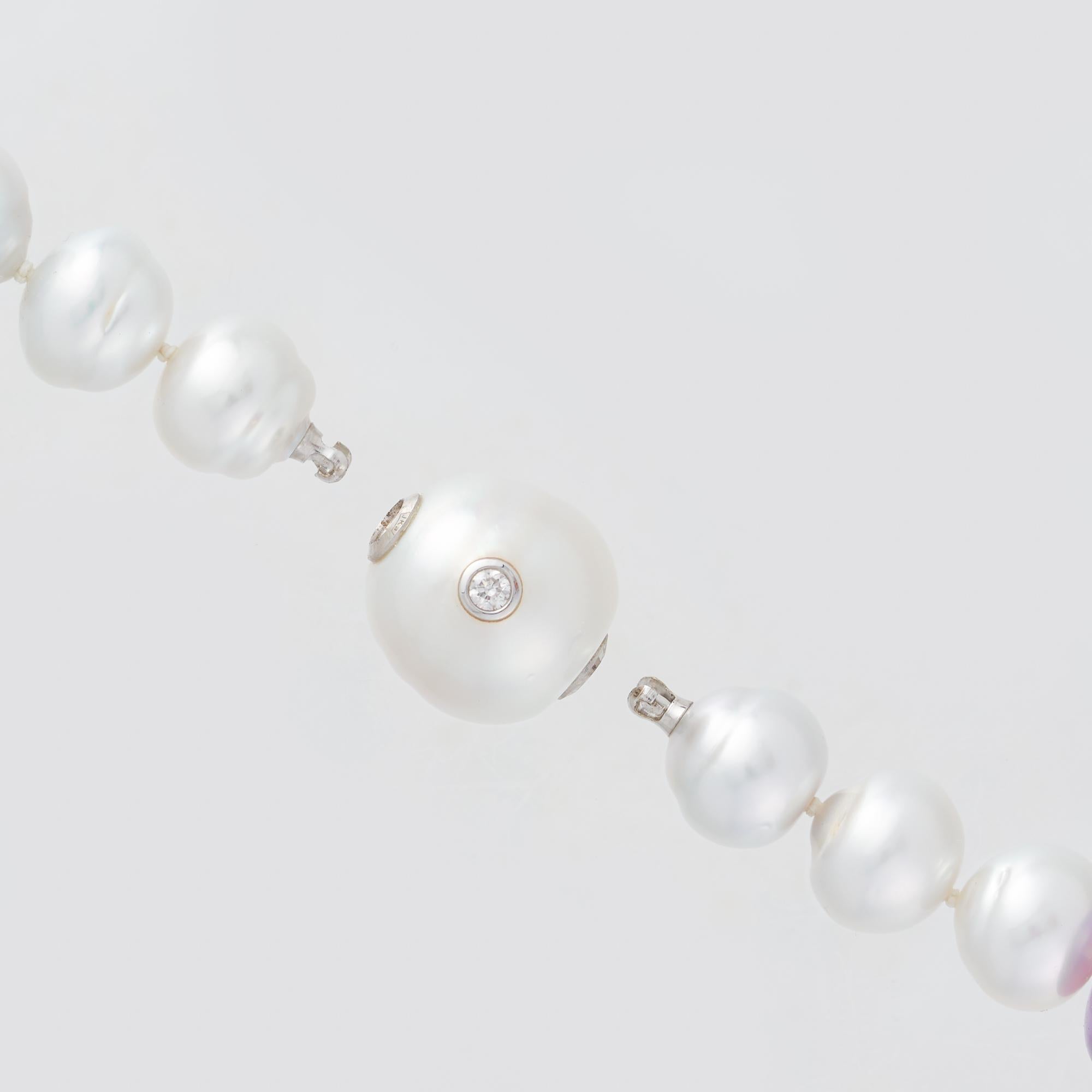Women's or Men's Margot McKinney South Sea Pearl, Star and Amethyst Pebble Necklet, Diamond Clasp