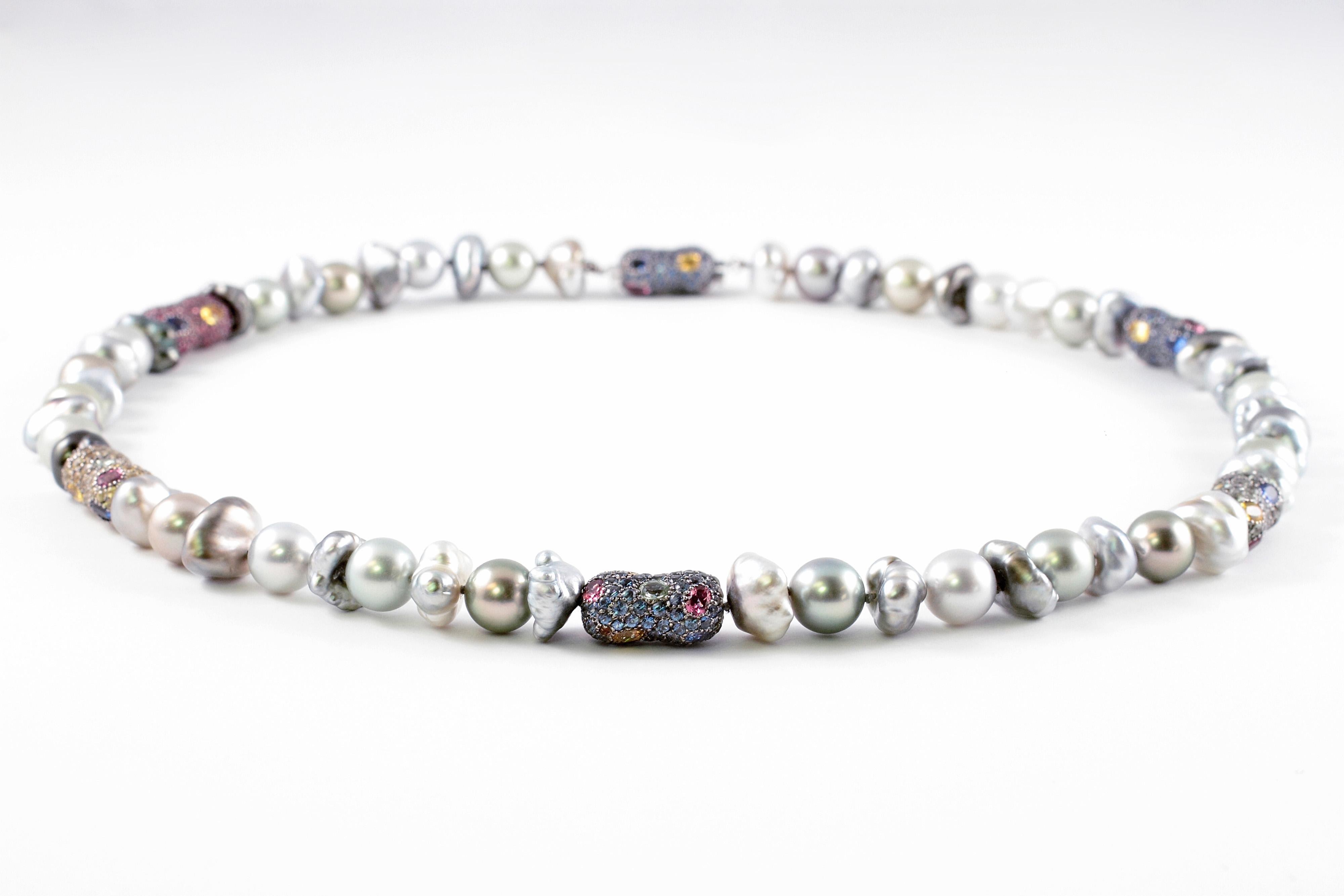Margot McKinney „Tribal Chic Collection“ Halskette mit Perlen, Saphiren und Turmalinen im Angebot 2