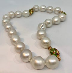Margot McKinney White Baroque South Sea Pearl Necklet, Diamonds/Multi Gems