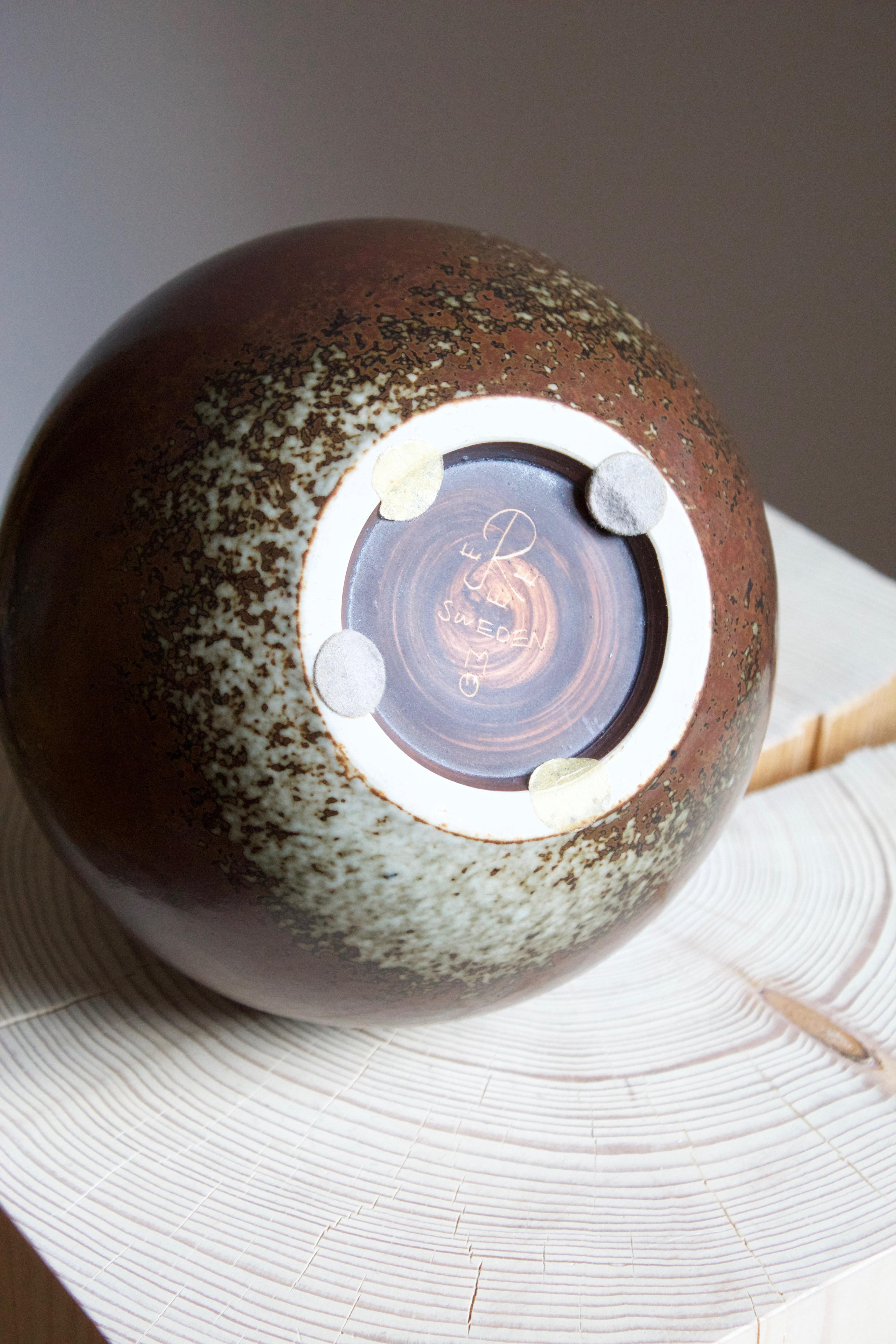 Margot Öjemark Wiijk, Freeform Vase, Glazed Stoneware, Rörstrand, Sweden, 1960s 1