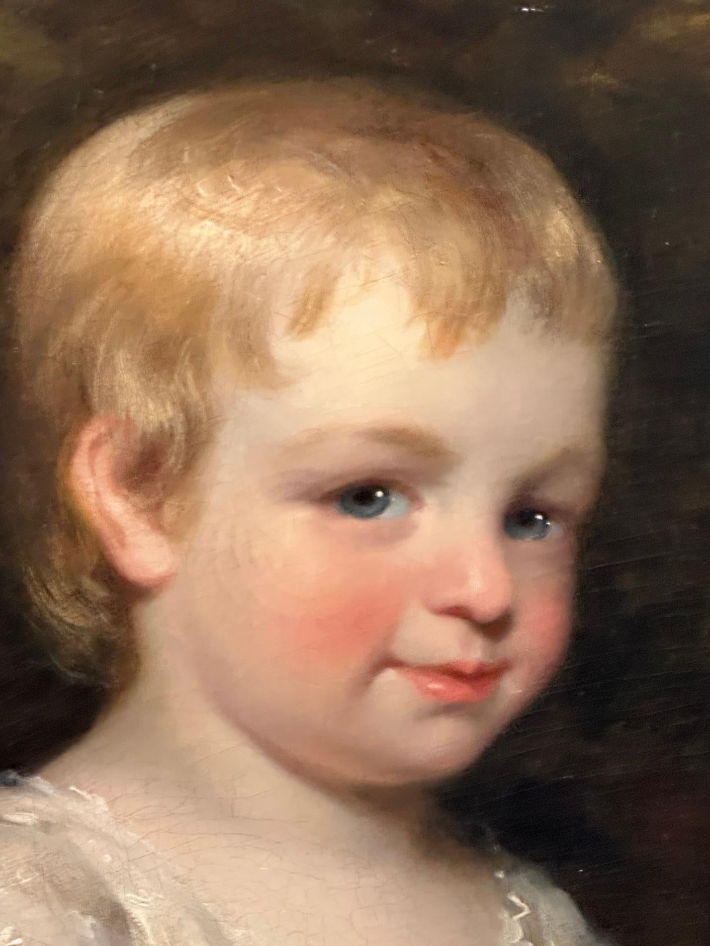 19th century English portrait of a young girl with her pet spaniel in  landscape For Sale 2