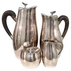Margret Craver für Towle zugeschrieben vier Pieces Sterling Silber Tee Set Wood
