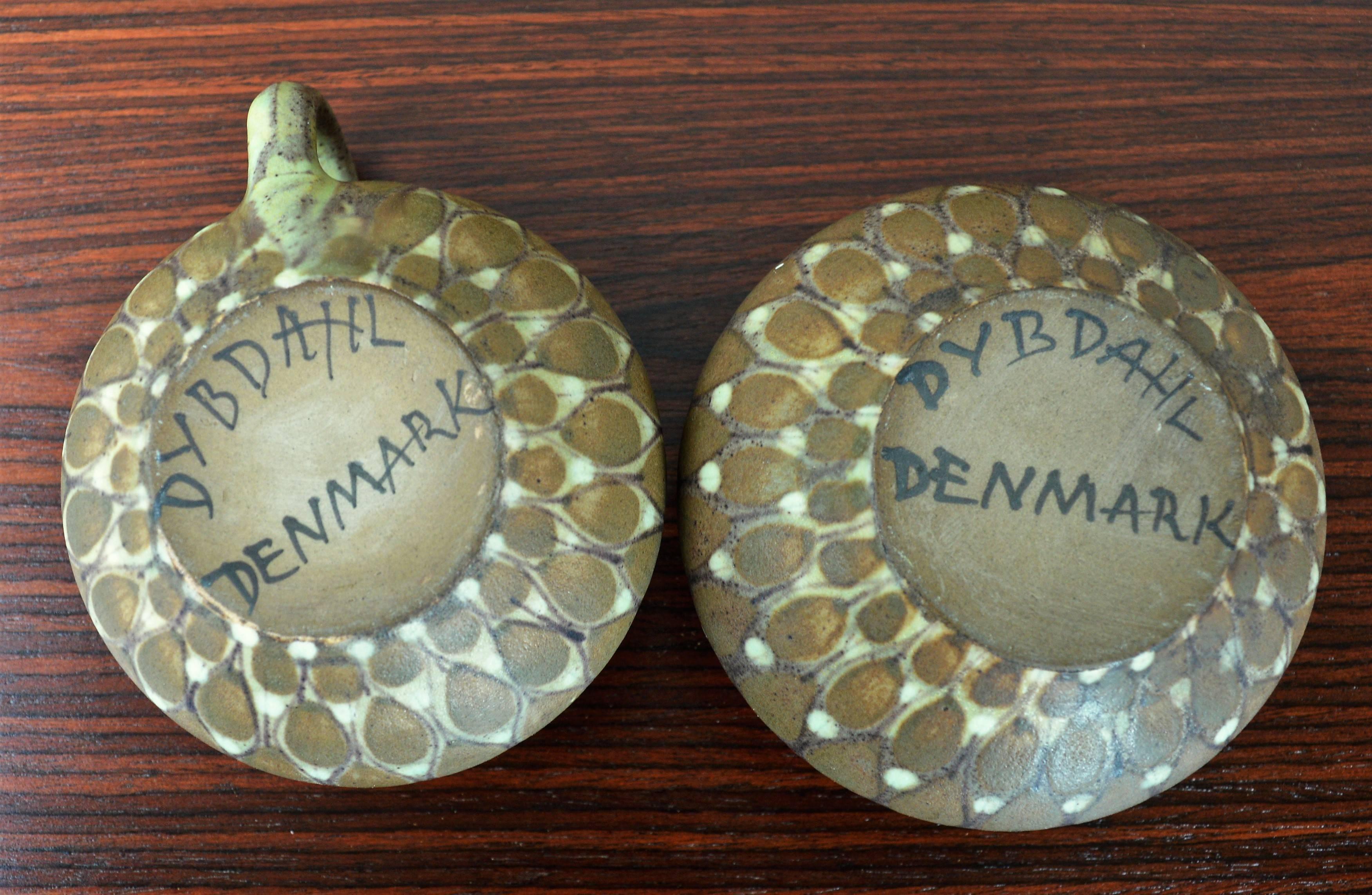 Margrethe Dybdahl Denmark Ceramic Platter with Handles, Sugar Bowl & Creamer For Sale 2