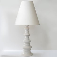 Margrit Linck-Daepp White Totem Lamp, Custom Tapered Silk Lampshade by R. Houben