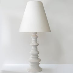 Margrit Linck-Daepp White Totem Lamp, Custom Tapered Silk Lampshade by R. Houben