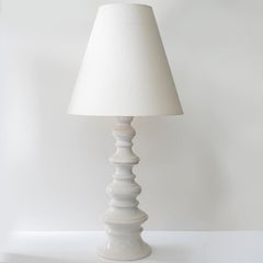 Margrit Linck-Daepp White Totem Lamp, Custom Tapered Silk Lampshade by R. Houben