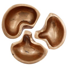 Vide-Poches Margrit van Nuffel en bronze poli des années 1970, lot de 3