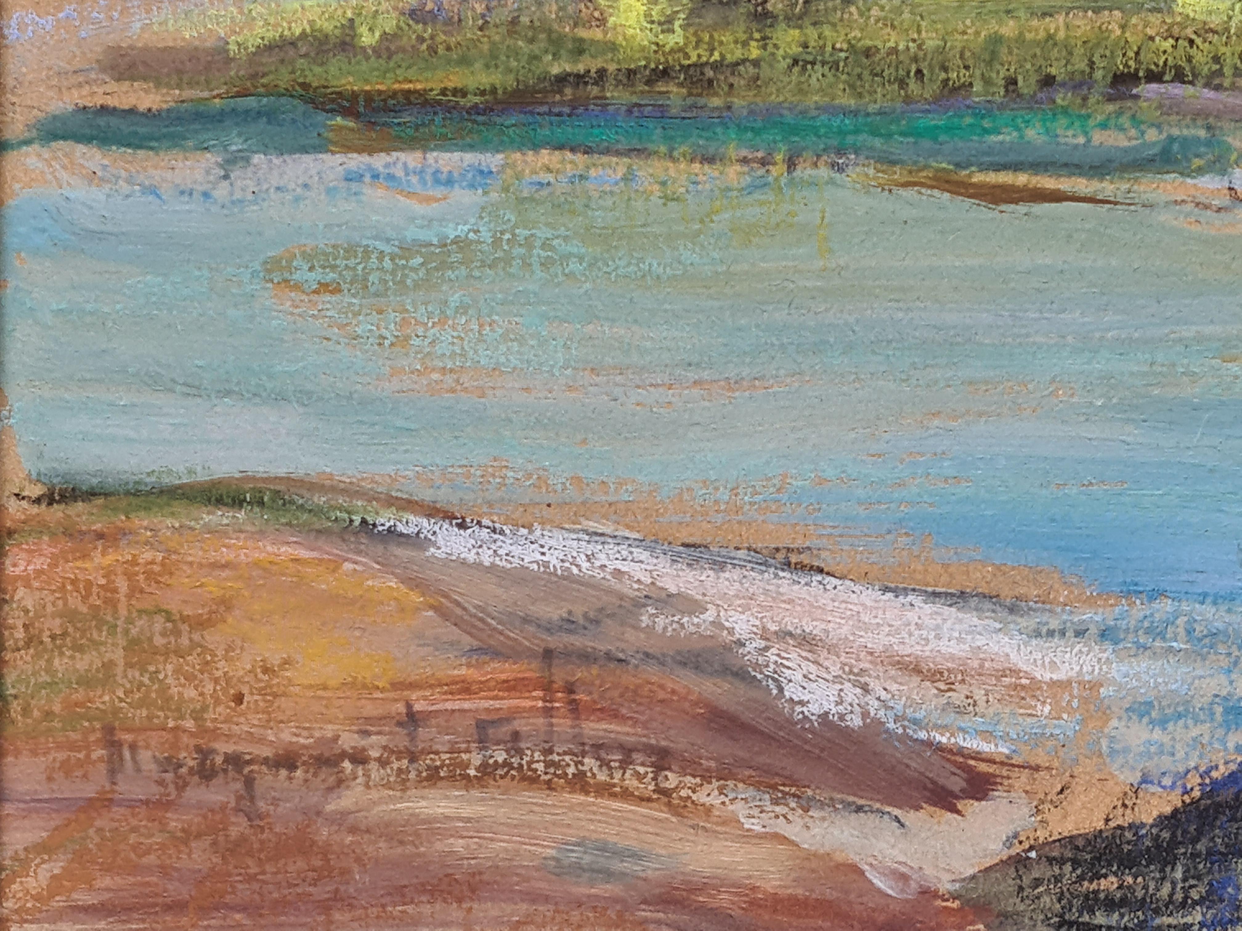 Veduta fauvista di un paesaggio fluviale e montano francese, il Verdon, in Provenza. - Art Postimpressionismo di Marguerite Allar