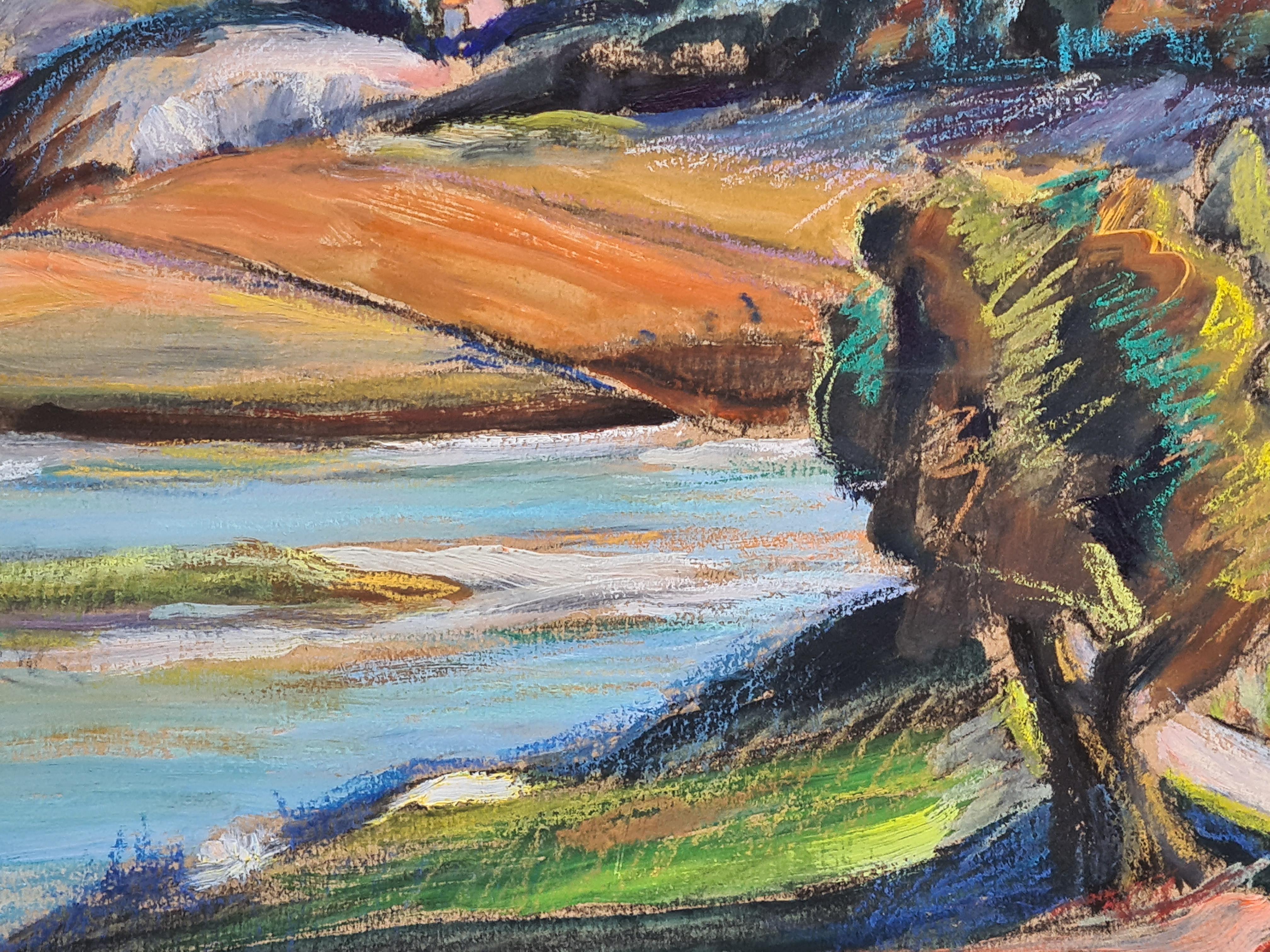 Fauvist View of A French River and Mountain Landscape, The Verdon, Provence. For Sale 4
