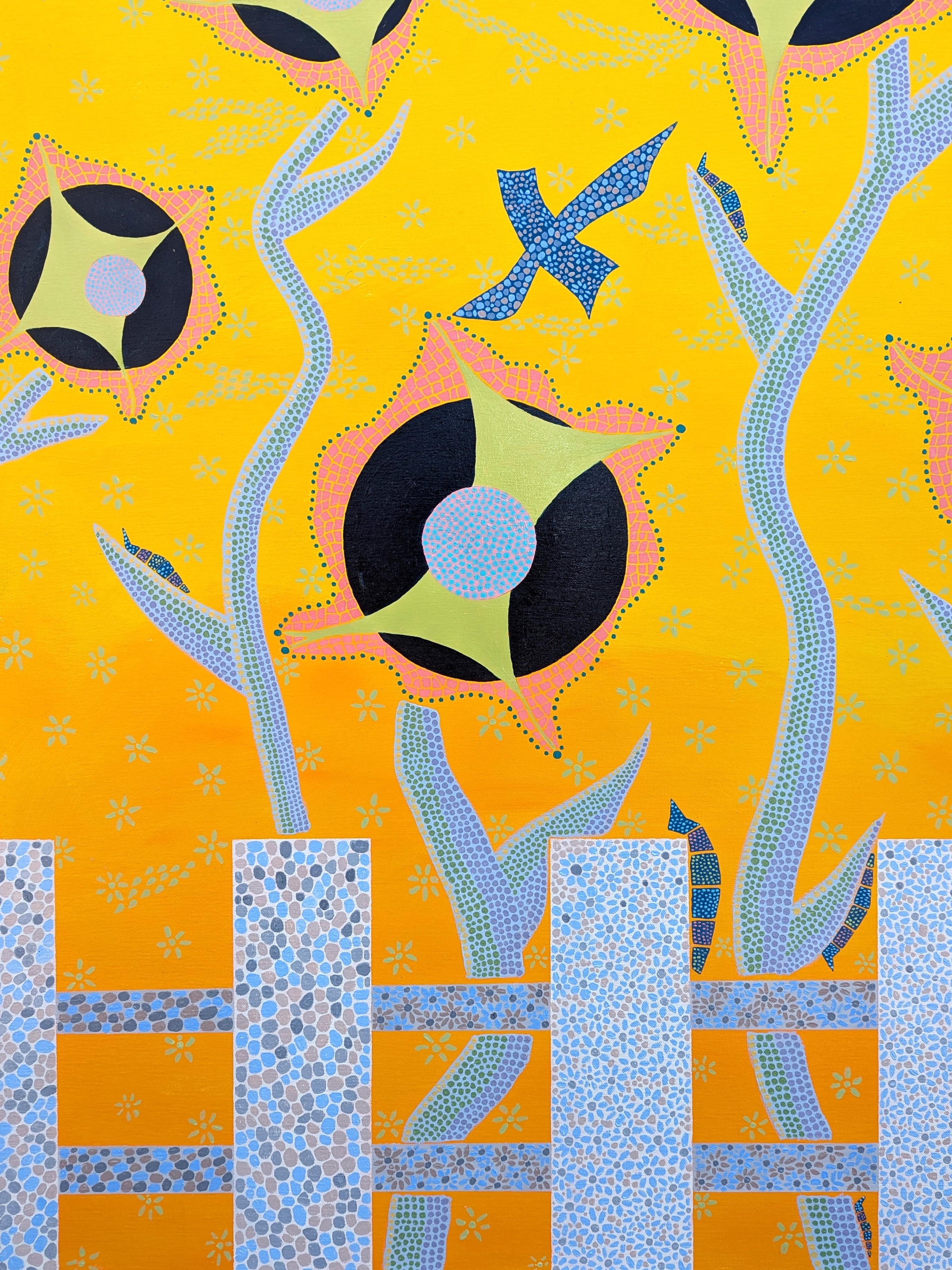 “Celebrate the Garden Part 3” Colorful Geometric Abstract Mosaic-Style Painting 3