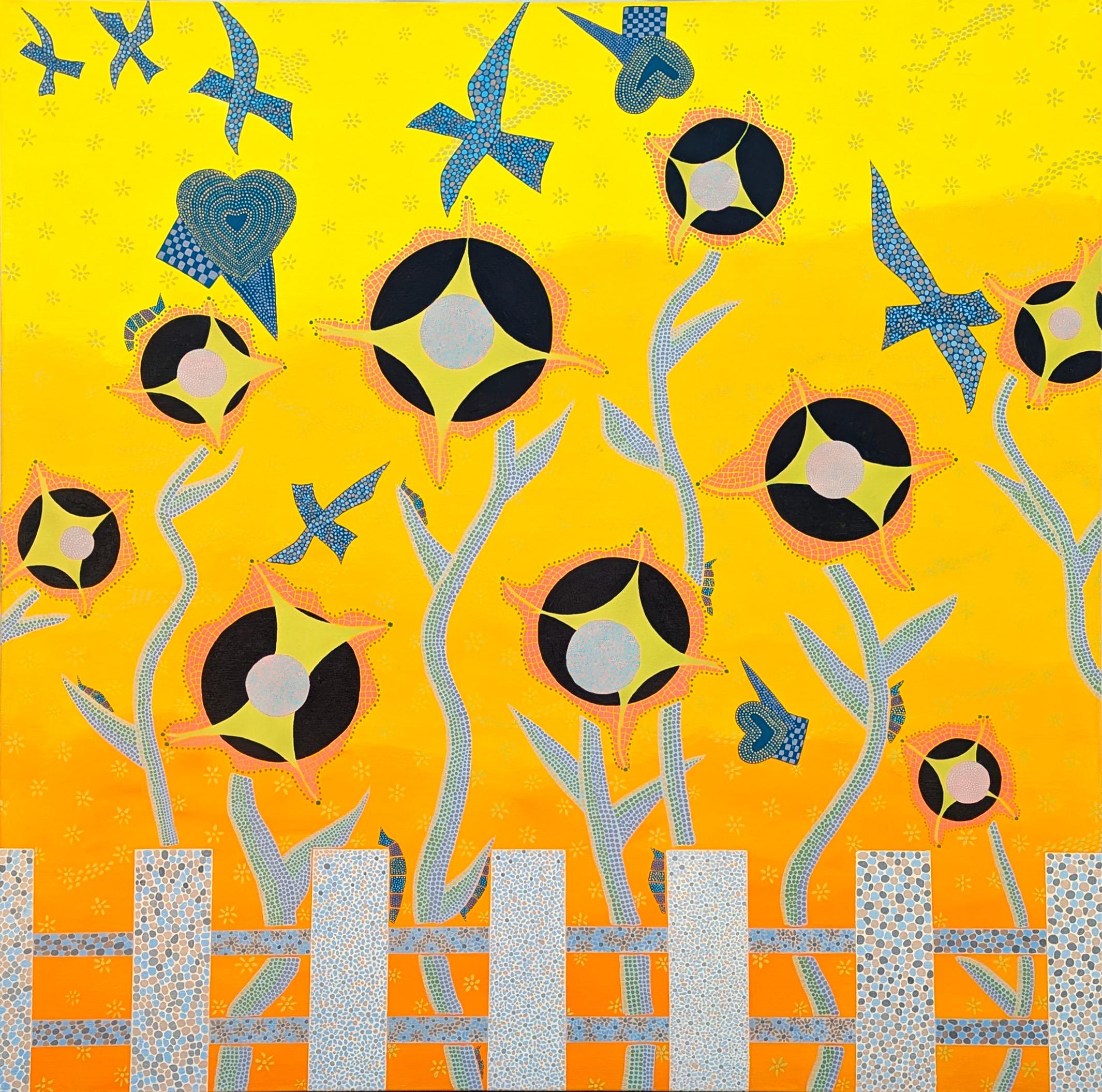 Celebrate the Garden Part 3 Buntes geometrisches abstraktes Mosaik-Gemälde