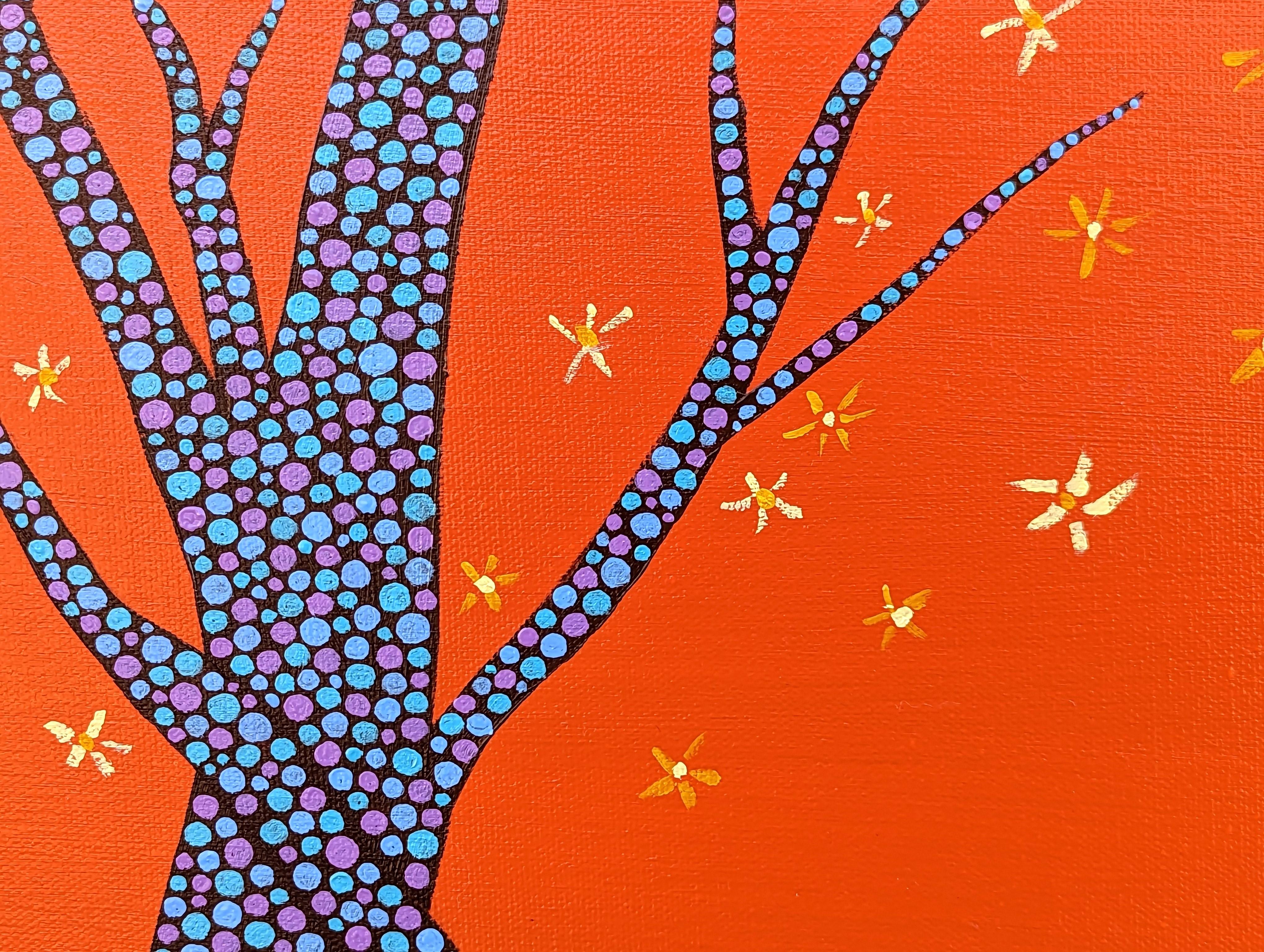 « I Love Trees #4 » - Peinture abstraite aux tons chauds d'arbres du désert de style mosaïque en vente 5