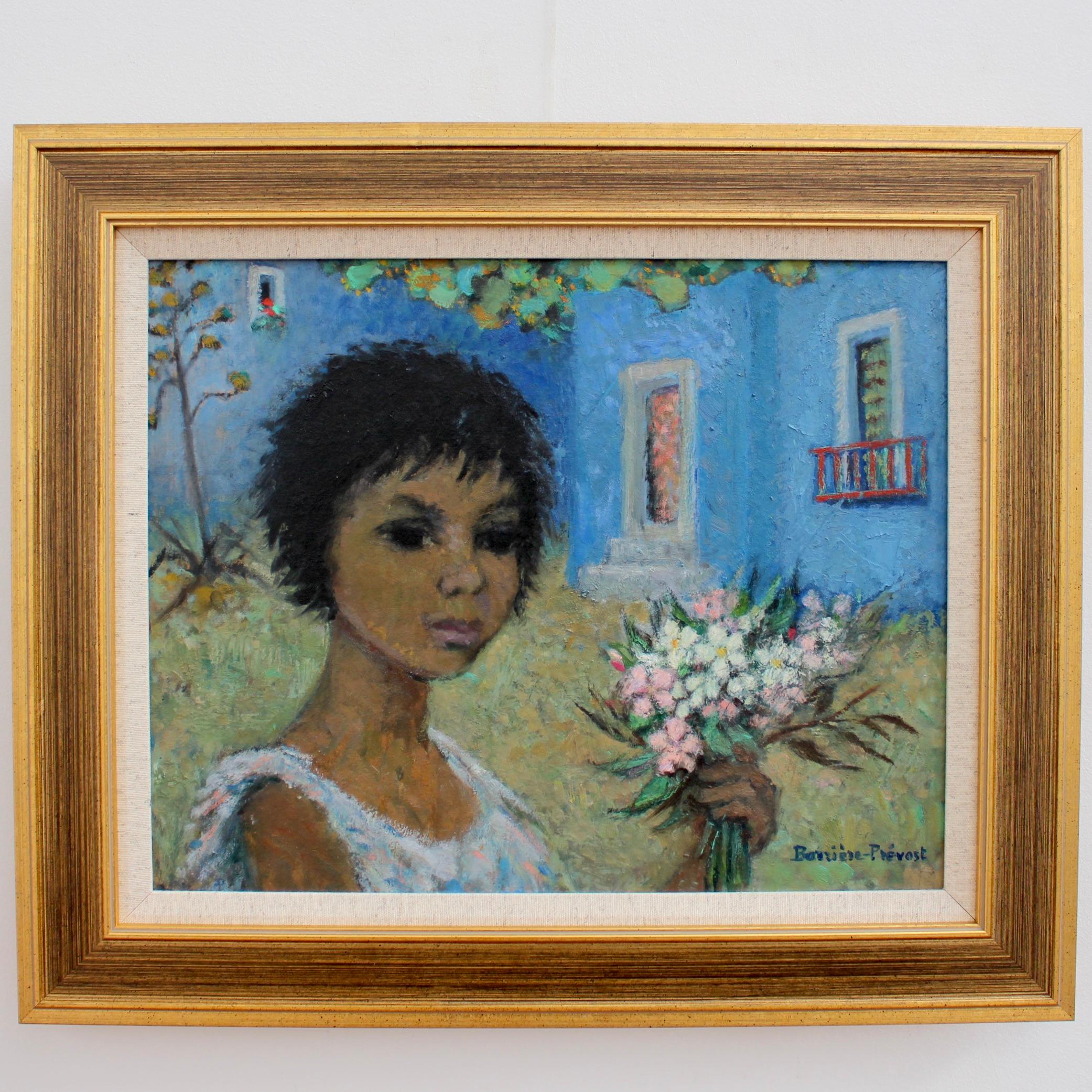 Girl with Flowers - Painting by Marguerite Barrière-Prévost